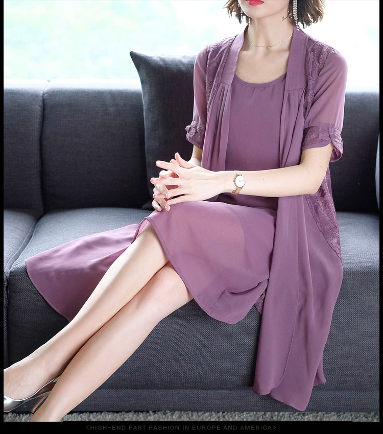 パーティードレス レース刺繍羽織付き上品膝丈ワンピース