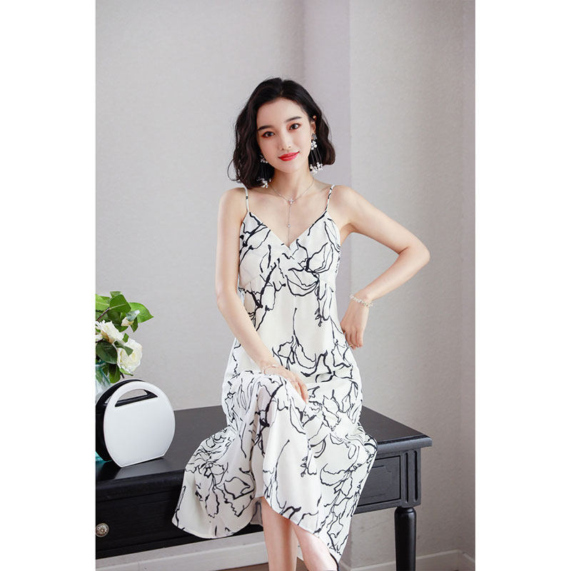 パーティードレス アニマル柄キャミソール型ロングワンピース