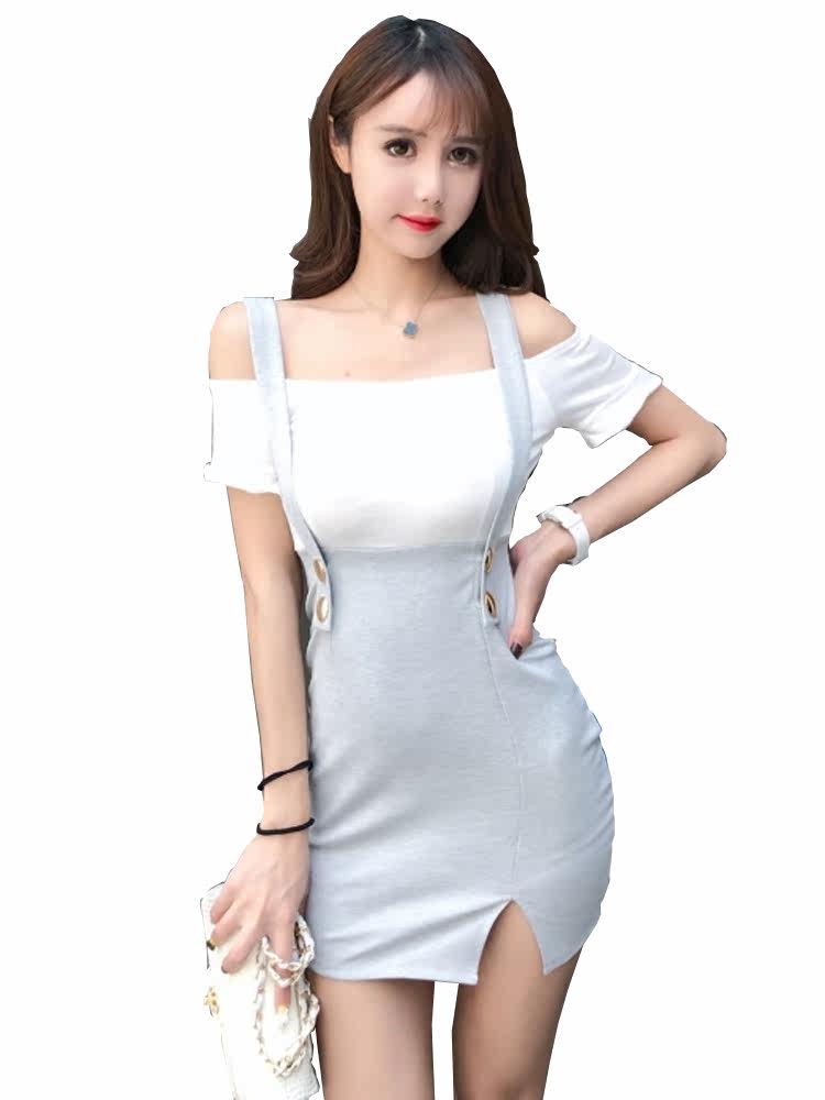 パーティードレス オフショルダー袖フリルタイトミニワンピース