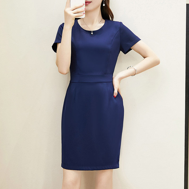 パーティードレス ウエスト切替タイトシルエット半袖ワンピース