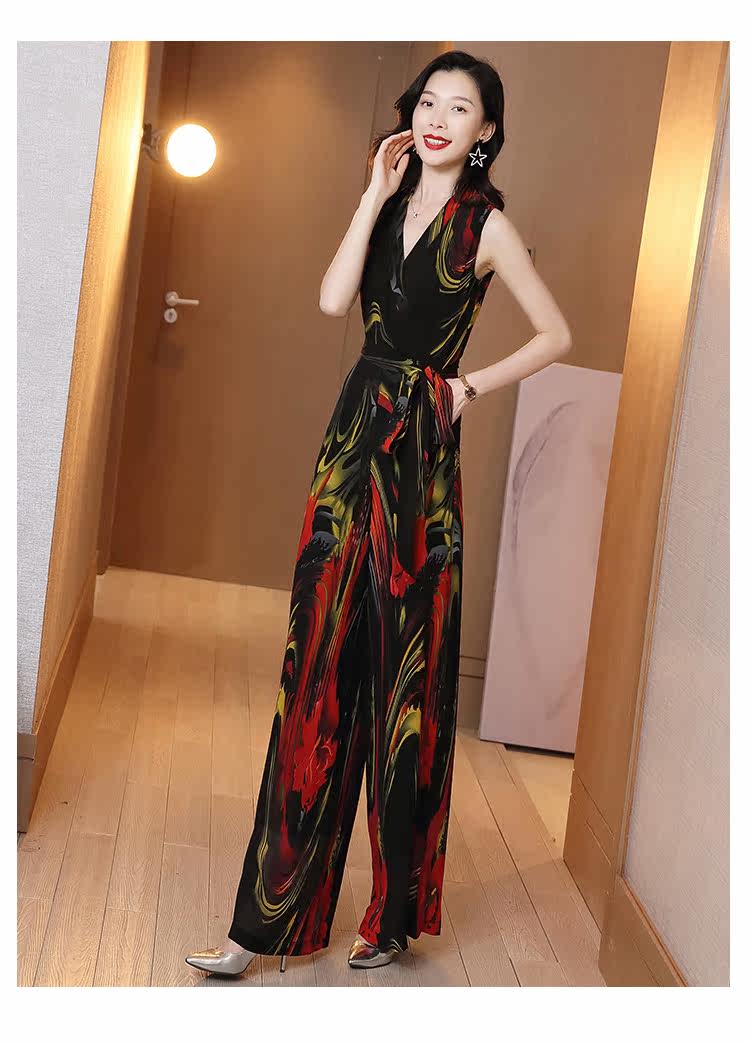 パーティードレス アート柄ノースリーブロング丈ワンピース