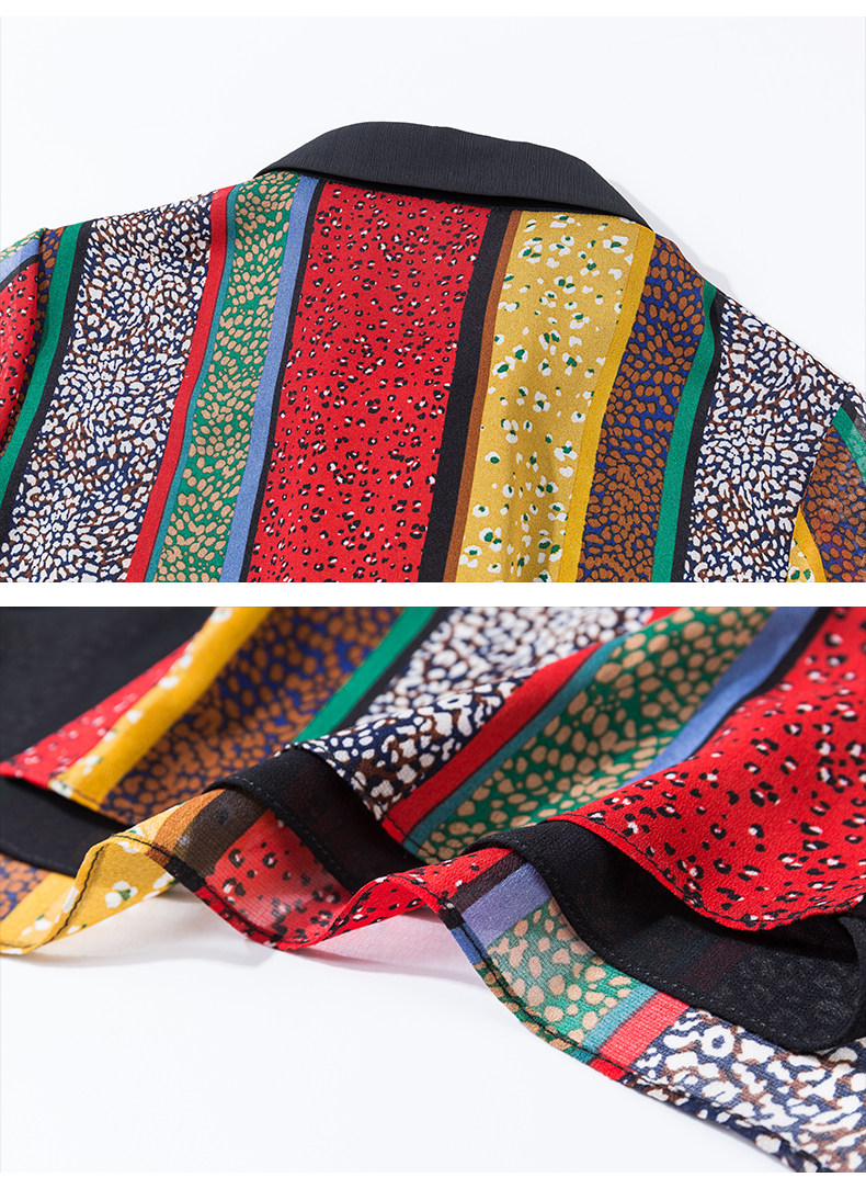 パーティードレス 縦縞柄襟付き半袖ミディ丈ワンピース