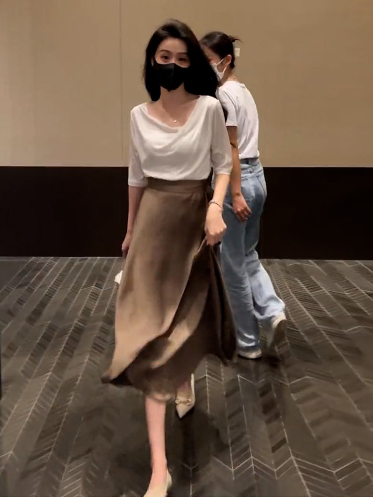 パーティードレス ドレープネックリボン袖フレアスカート切替ワンピース