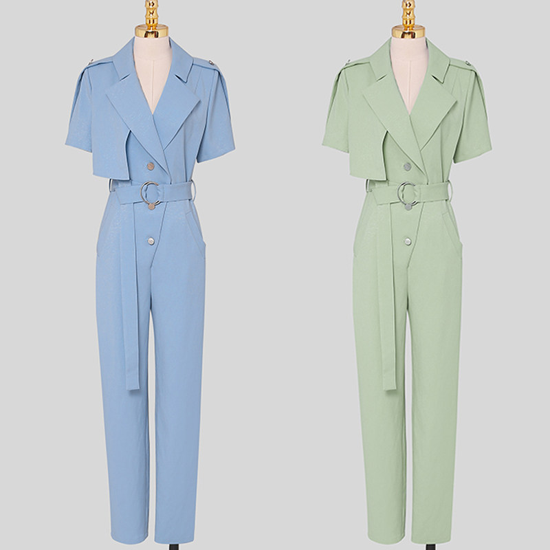 パーティードレス テーラードジャケット風半袖パンツセットアップ