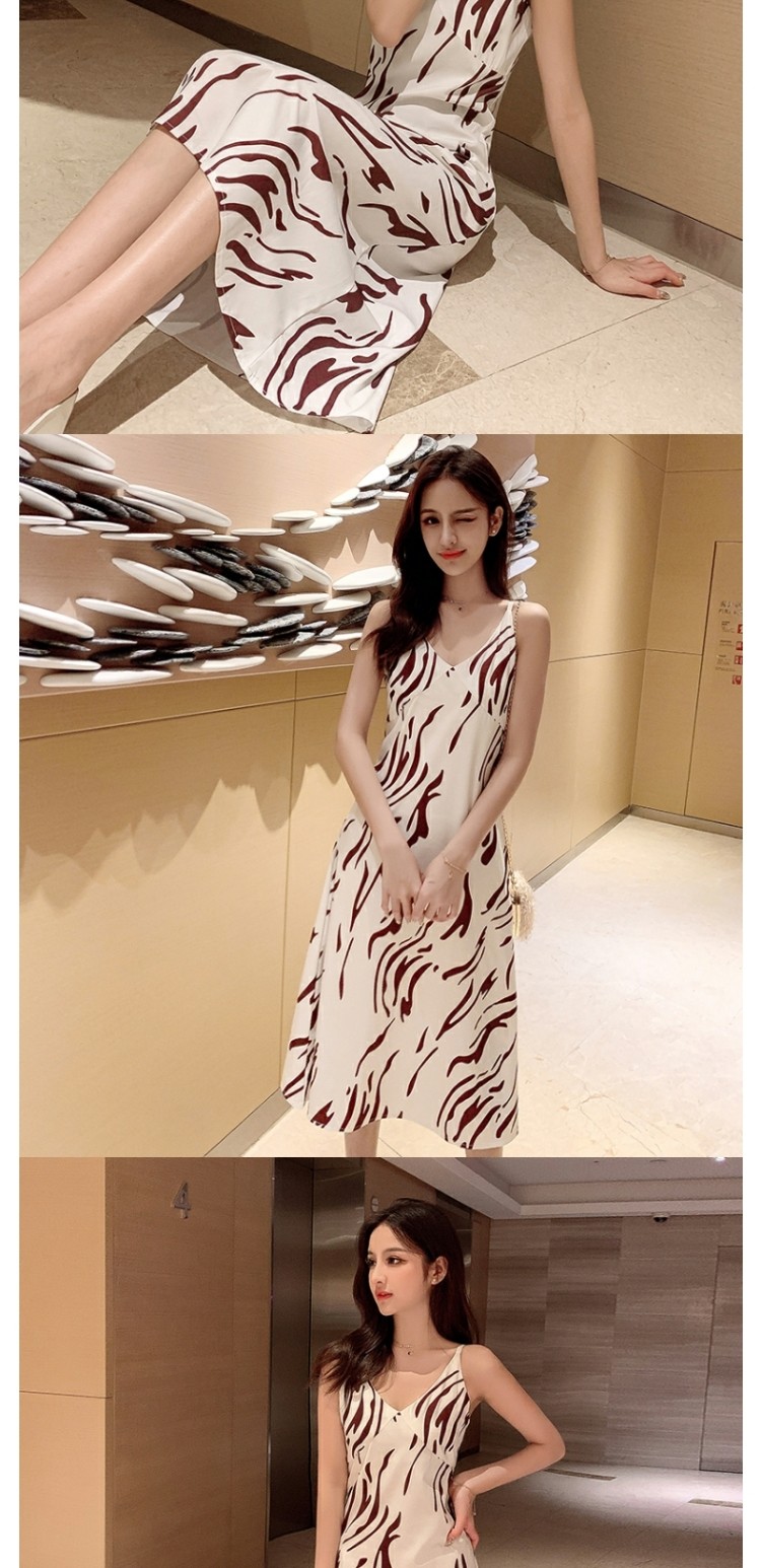 パーティードレス アニマル柄キャミソール型ロングワンピース