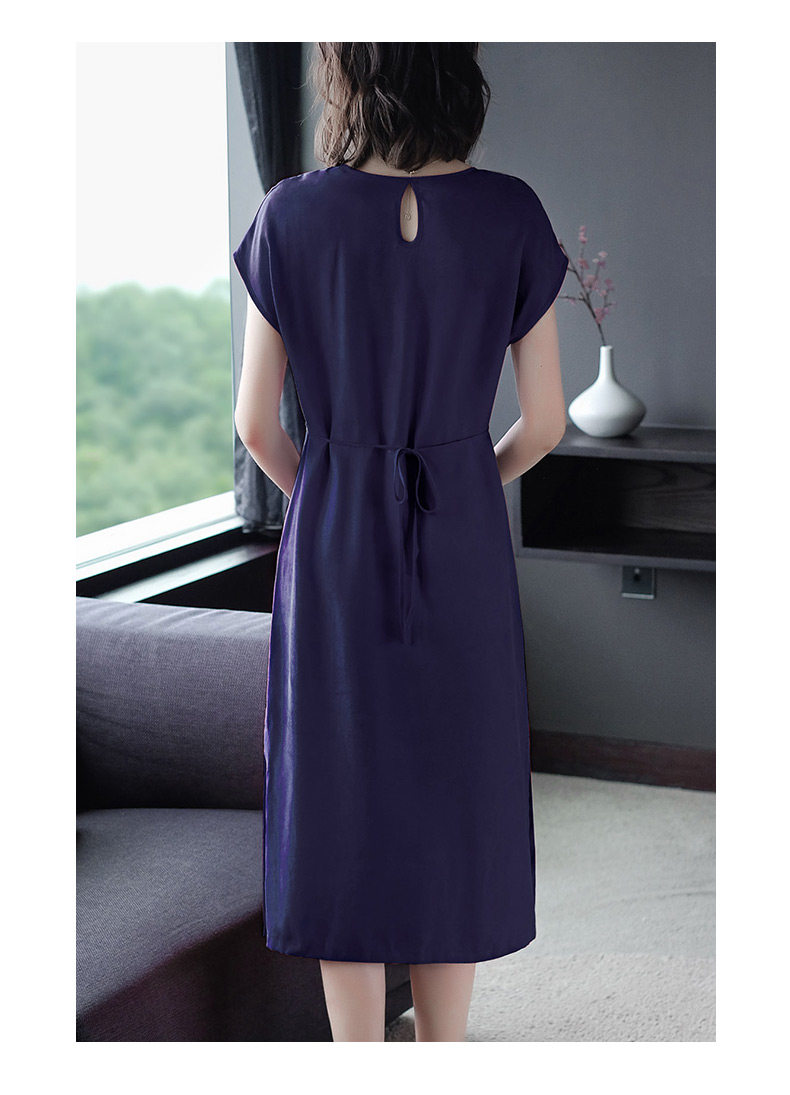 パーティードレス ウエストギャザー半袖ブイネックワンピース