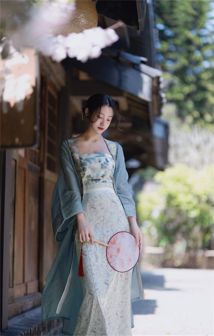 パーティードレス 花柄オーガンジーベアトップロングワンピース