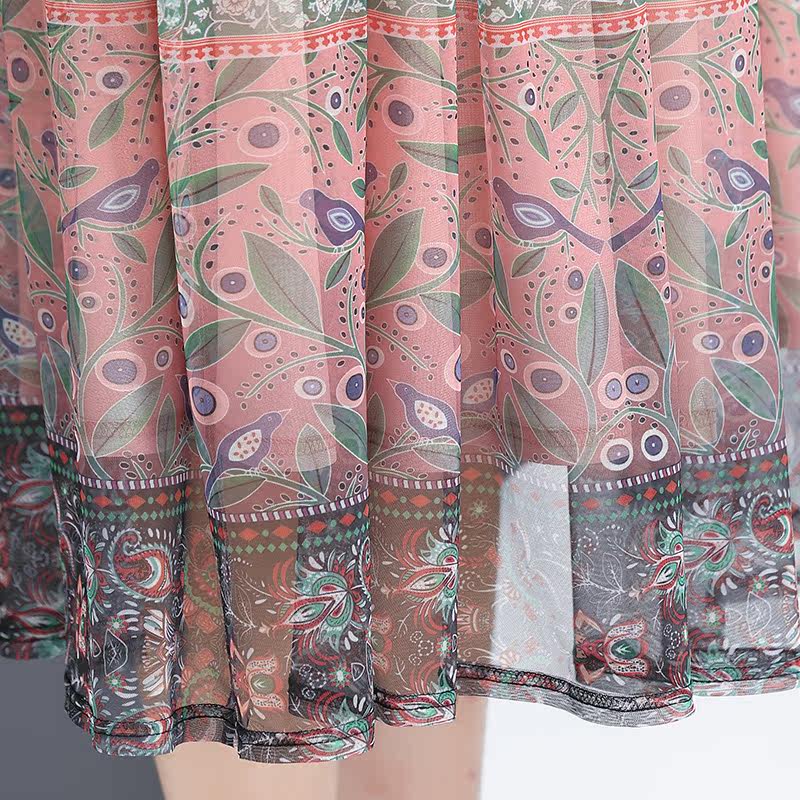 パーティードレス 花柄刺繍レース切替半袖ミモレ丈ワンピース