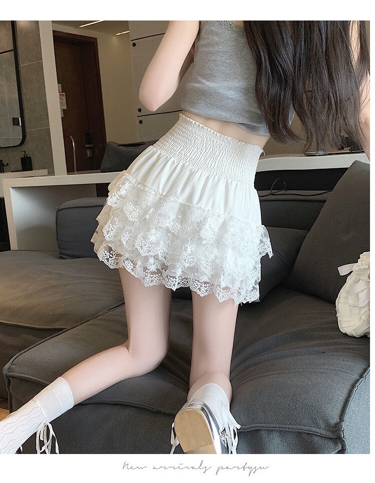 ミニスカート ふんわりチュール重ねミニスカート