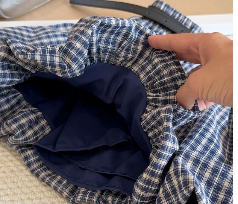 上品チェック柄ミニスカート フリル付き２色展開