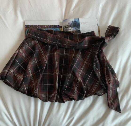 女の子用台形ミニスカート チェック柄