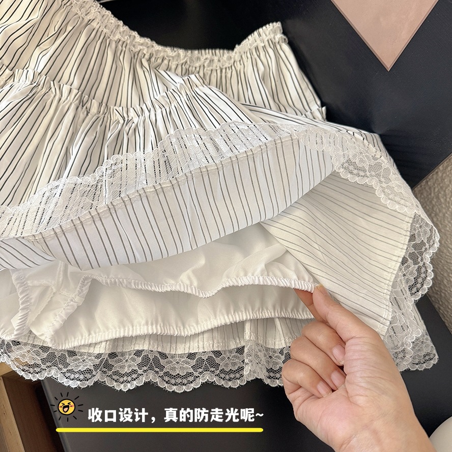 2025新作ストライプレース付きミニスカート2色展開