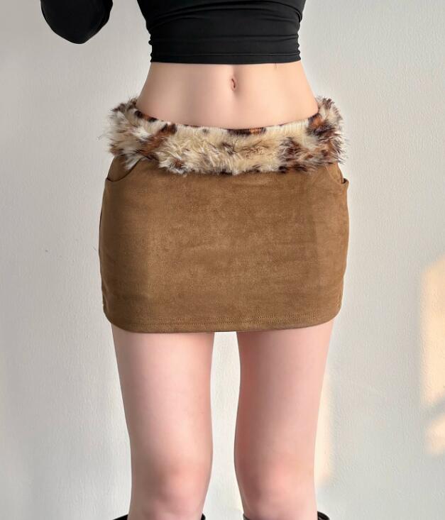 ファー切替タイトミニスカート