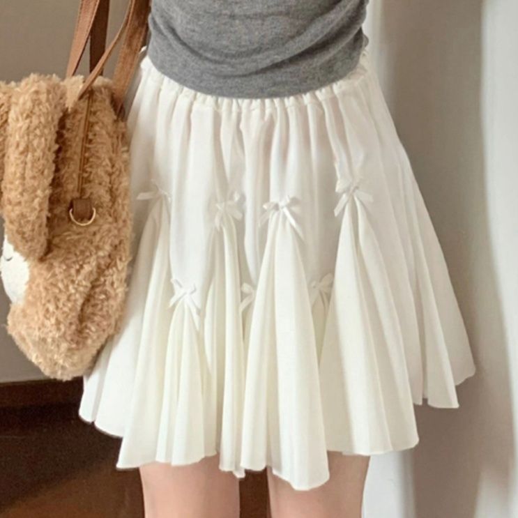 ミニスカート リボン結びフレアミニスカート