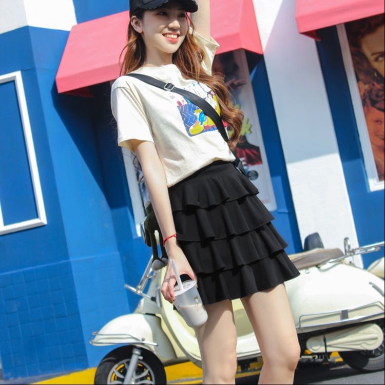 ミニスカート 重ね段フリルミニスカート