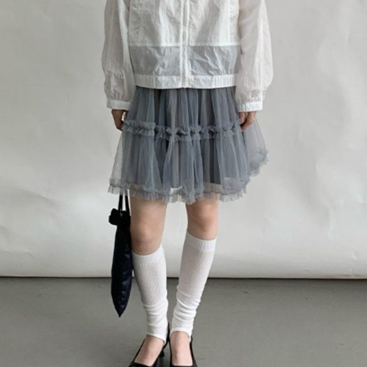 ミニスカート ふんわり重ねチュールミニスカート