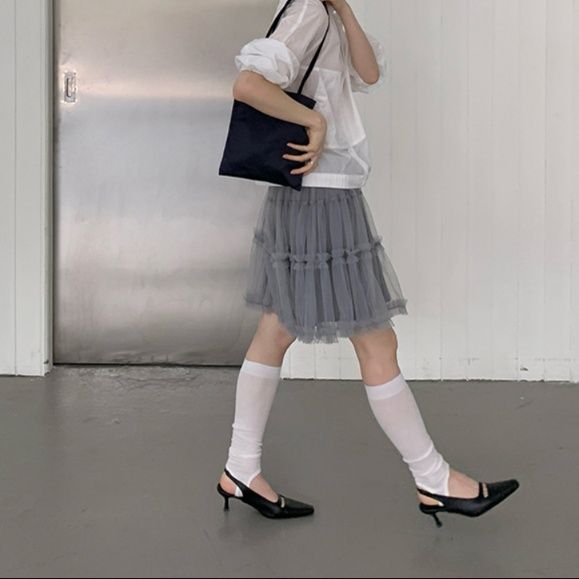 ミニスカート ふんわり重ねチュールミニスカート
