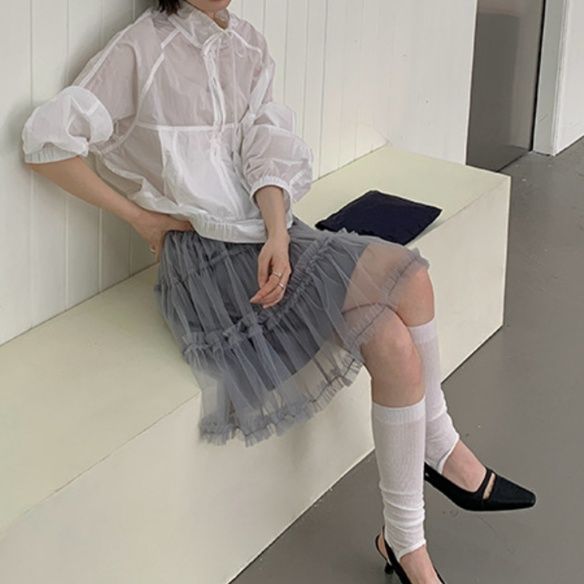 ミニスカート ふんわり重ねチュールミニスカート