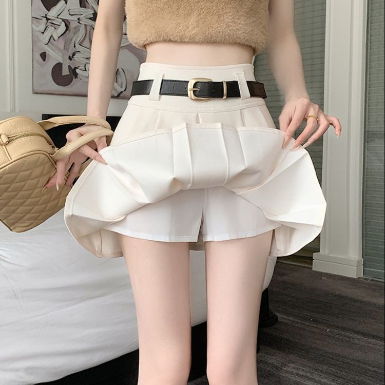 ミニスカート ベルト付きプリーツミニスカート
