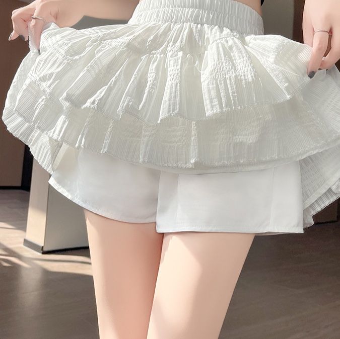 ミニスカート 二段重ねフリルミニスカート