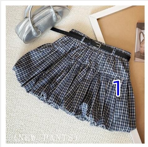 上品チェック柄フリルミニスカート