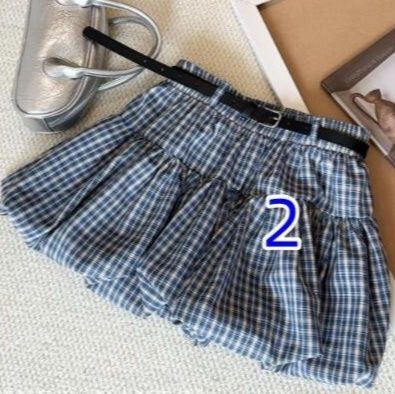 上品チェック柄フリルミニスカート