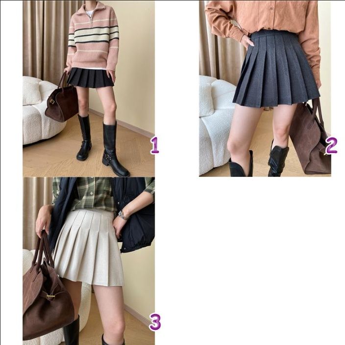 上品プリーツミニスカート選べる3色展開