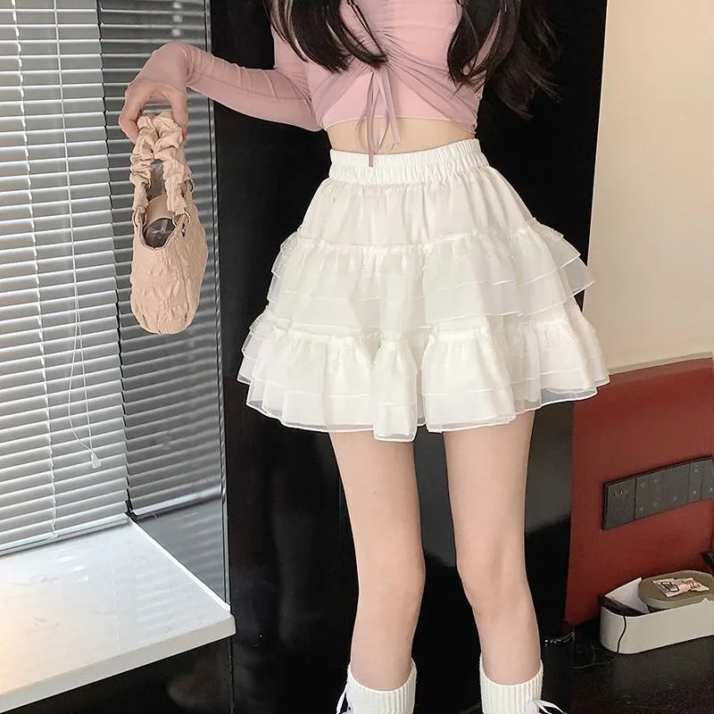 ミニスカート ふんわり重ねチュールミニスカート