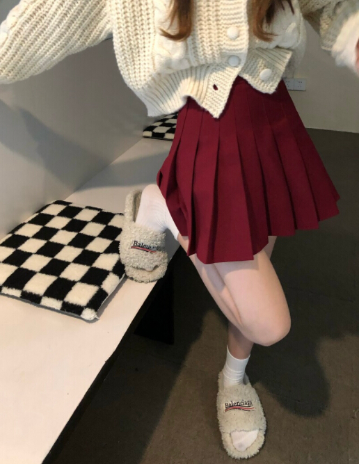 秋冬レディースプリーツミニスカート