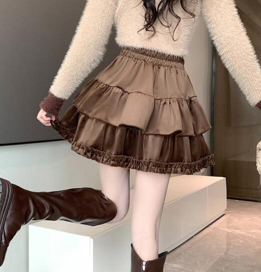 フリル段重ねミニスカート可愛い三色展開