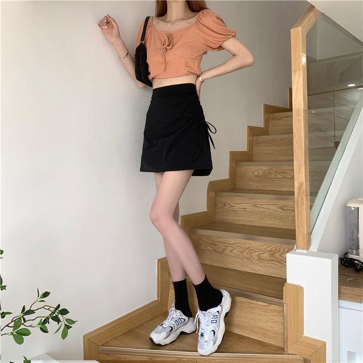 ミニスカート リボン絞りデザインミニスカート