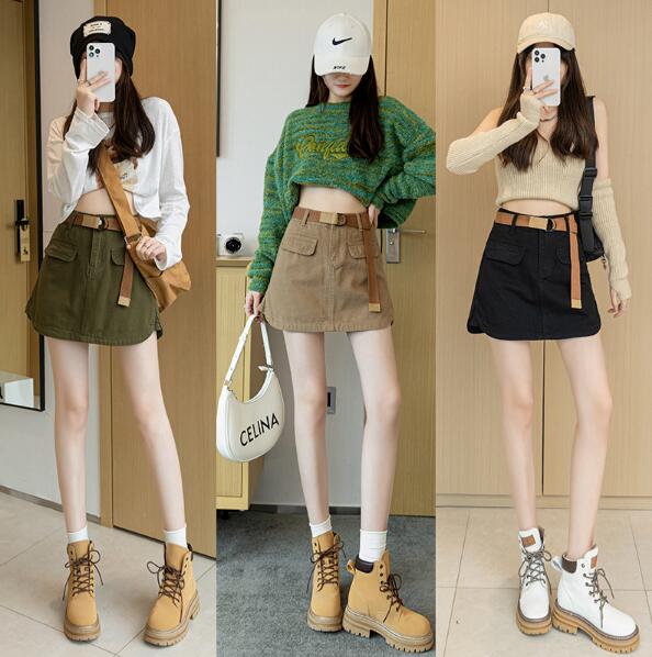 ハイウエストベルト付きタイトミニスカート