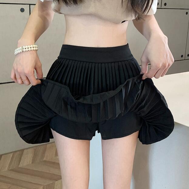 二段ティアード プリーツミニスカート