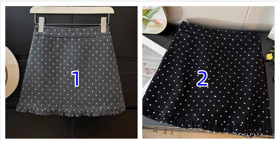 水玉ドット柄フリルミニスカート2色展開