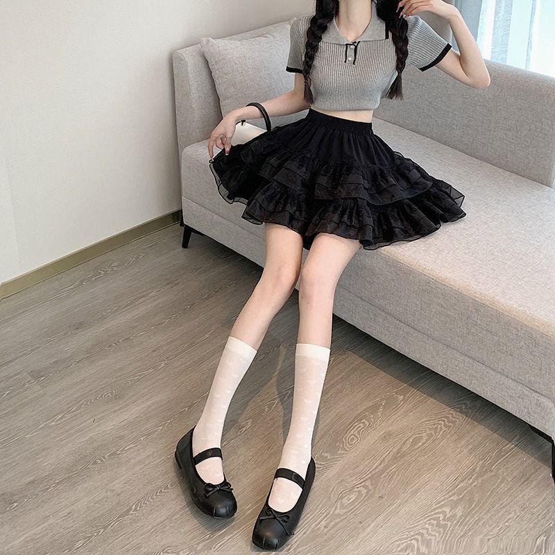 ミニスカート ふんわり重ねチュールミニスカート