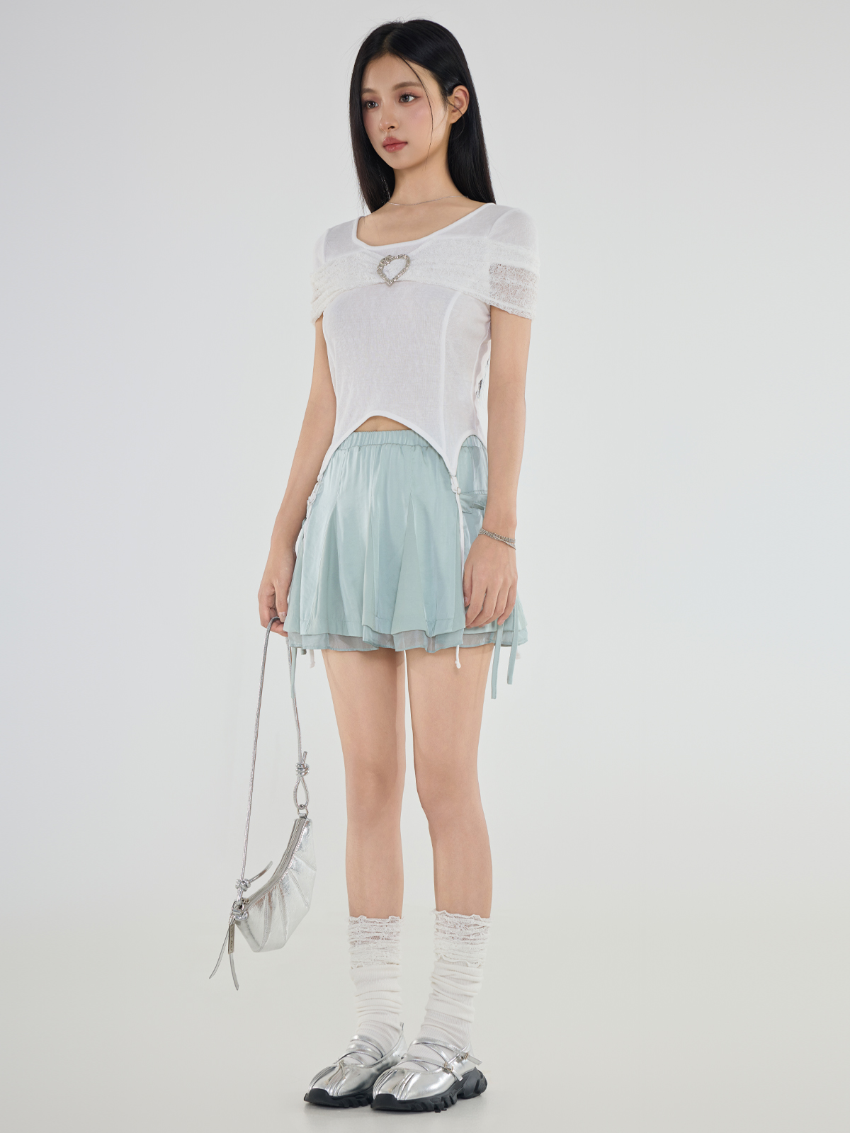 ミニスカート ふんわり重ね仕立てミニスカート