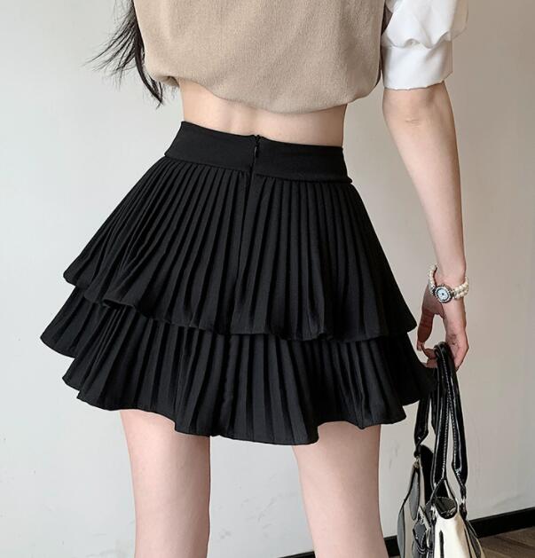 二段ティアード プリーツミニスカート