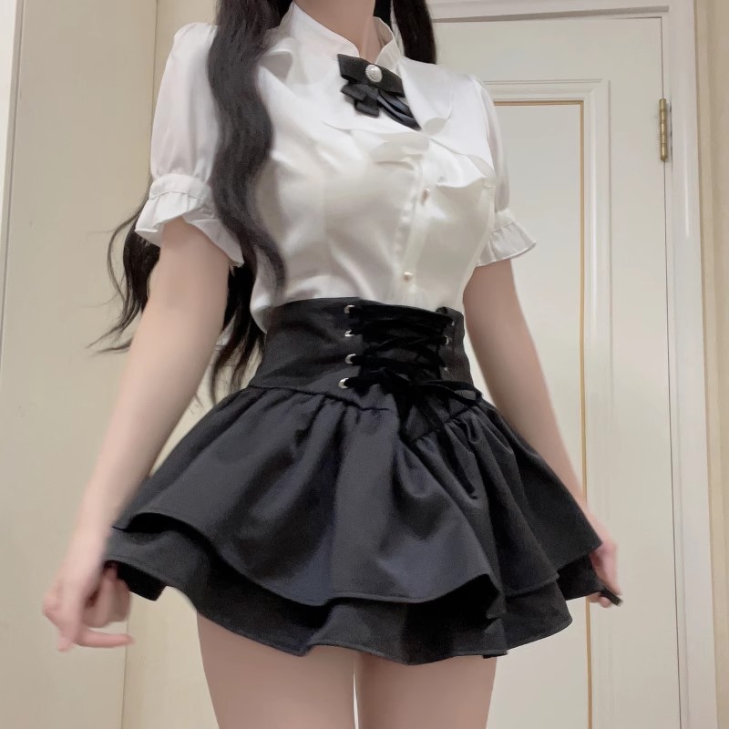 ミニスカート 二段フリルコルセットミニスカート