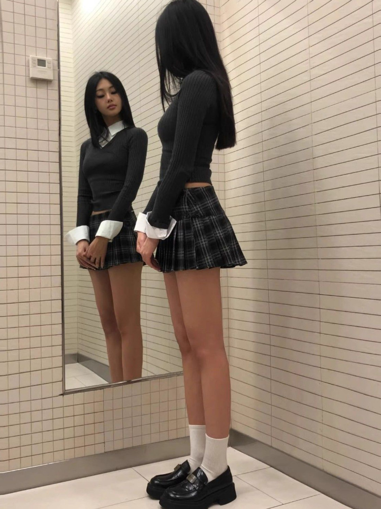 ミニスカート 格子柄プリーツミニスカート