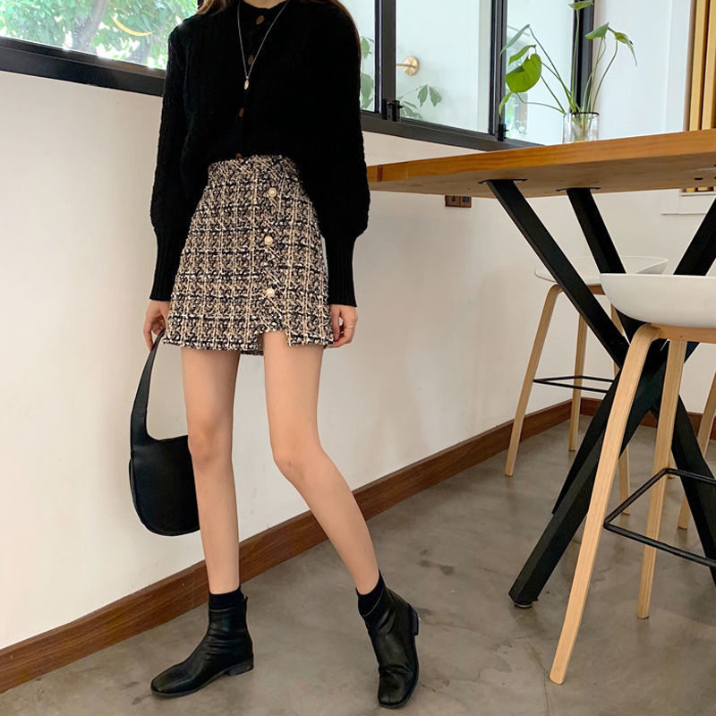 ミニスカート ツイードラップミニスカート