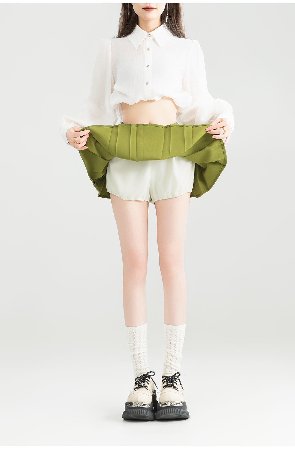 ミニスカート パールラインプリーツミニスカート