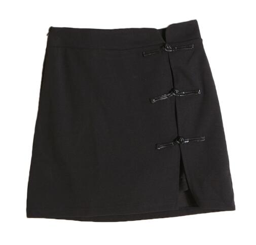 ミニスカートハイウエストタイトミニスカート黒無地