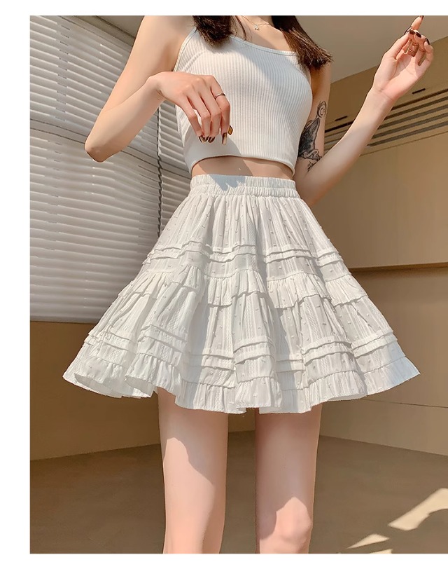 ミニスカート 水玉ティアードフリルミニスカート