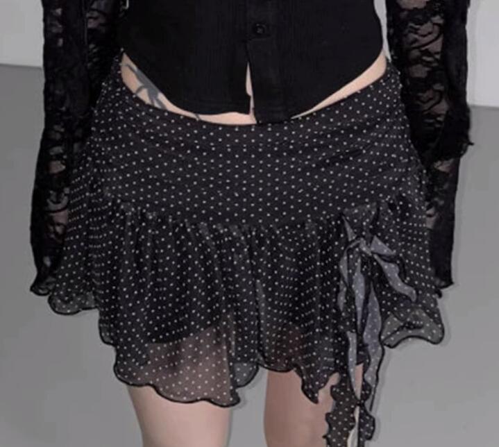 ミニスカート小花柄シフォンフリルミニ