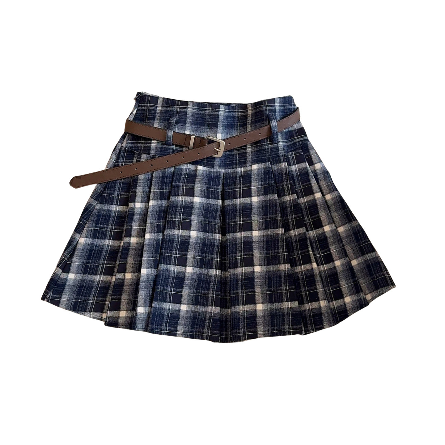 上品チェック柄プリーツミニスカート