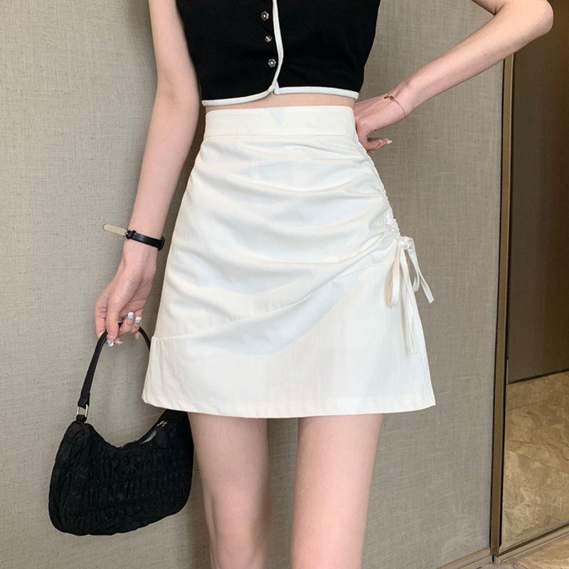 ミニスカート リボン絞りデザインミニスカート