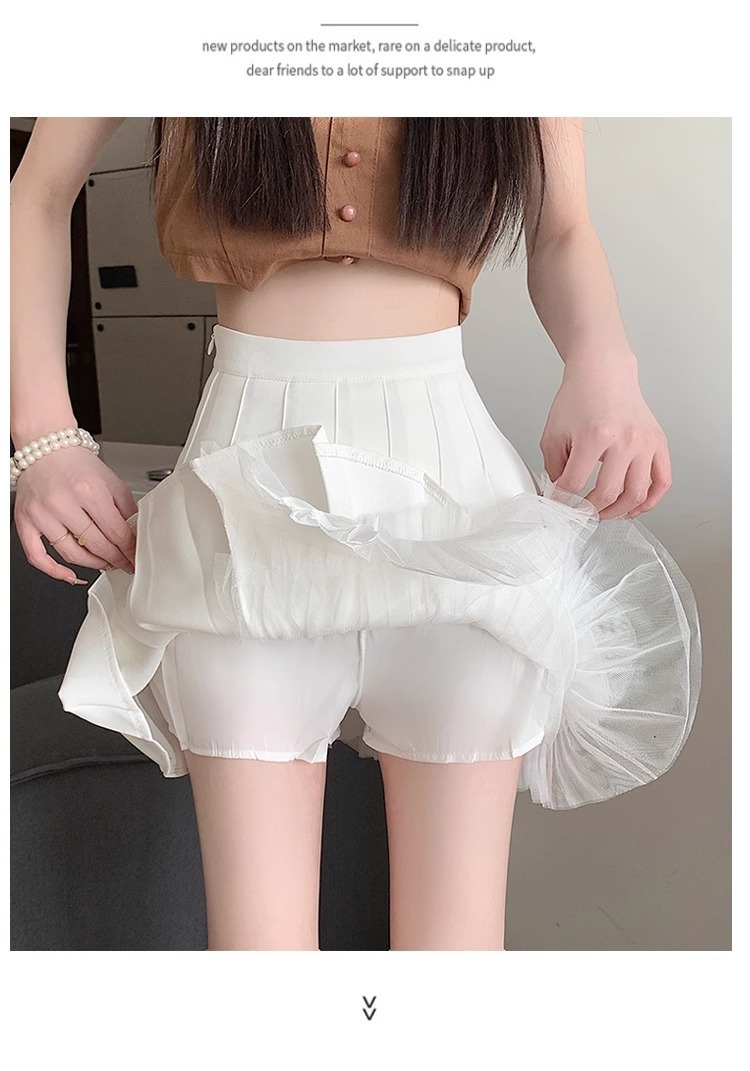 ミニスカート アシンメトリープリーツチュールスカート