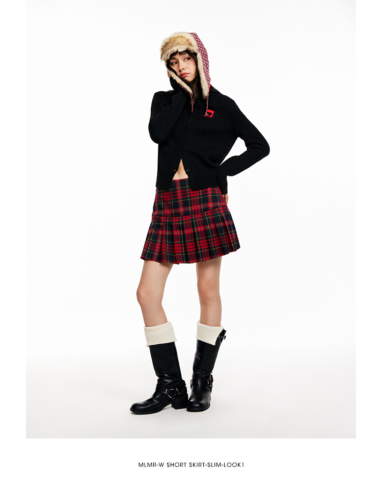 ミニスカート 格子柄プリーツミニスカート