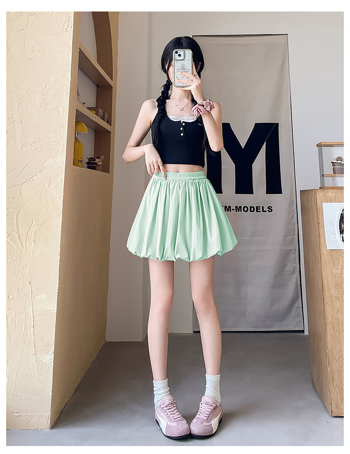 ミニスカート ふんわりパフミニスカート