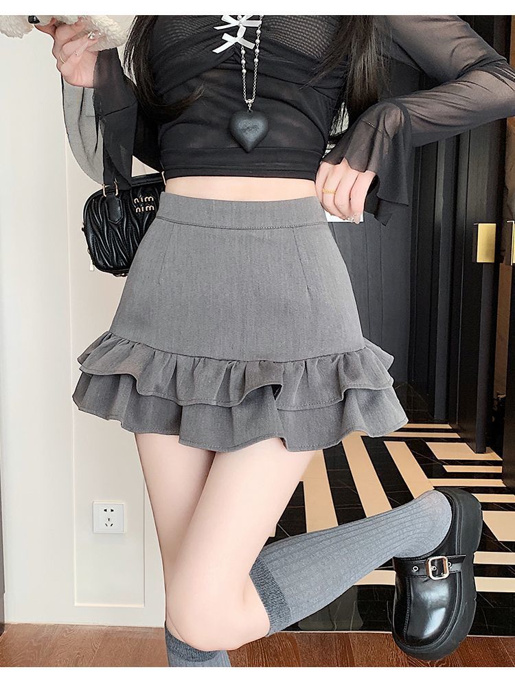 ミニスカート 二段重ねフリルミニスカート